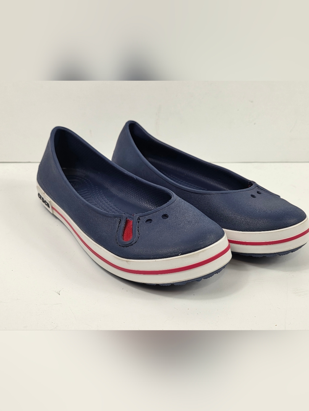 Crocs Women Ballet Flats Navy Blue Slip On Comfort Shoes Size W6